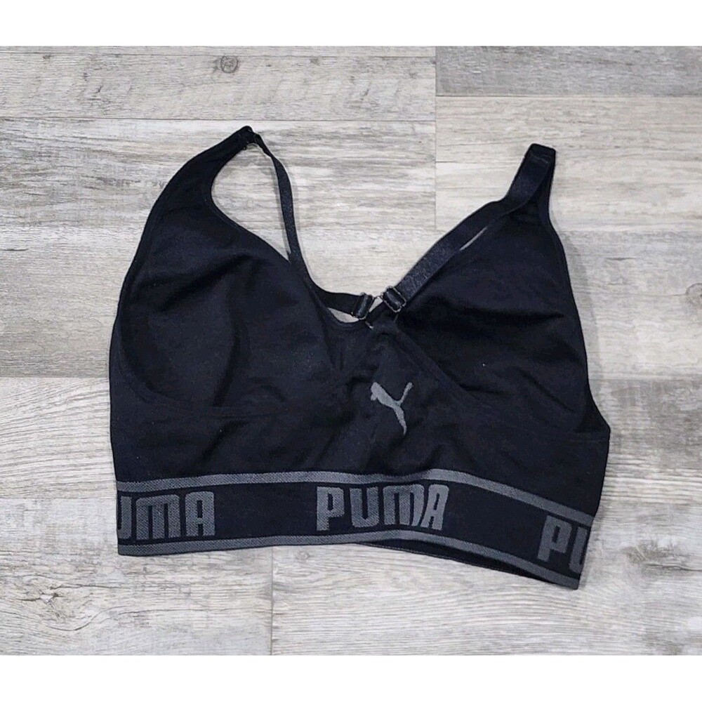 Puma Women's Seamless Sports Running Yoga Bra Black/Gray Sizes Medium - Picture 5 of 7